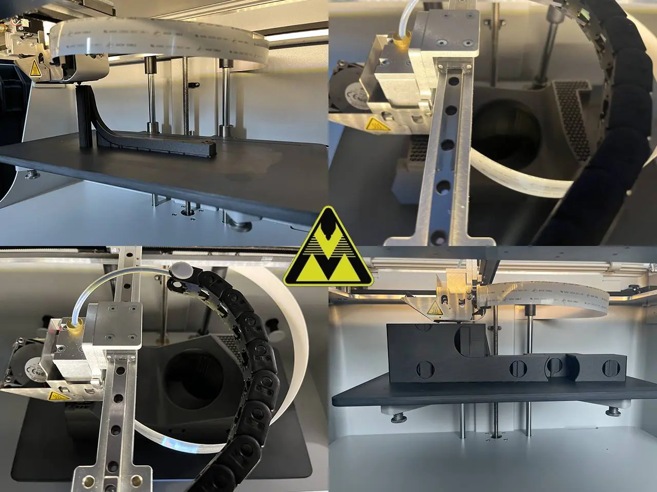 METHODS DESIGN & MANUFACTURING A close up of some machines with a yellow triangle on them